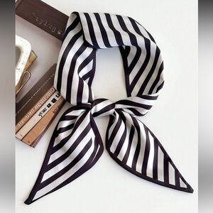 Black and White Striped Scarf P46